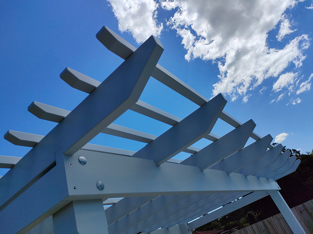 2.7 x 3.6 m Modern Notched Pergola Kit - Photo after Installation - Painted in Custom Color