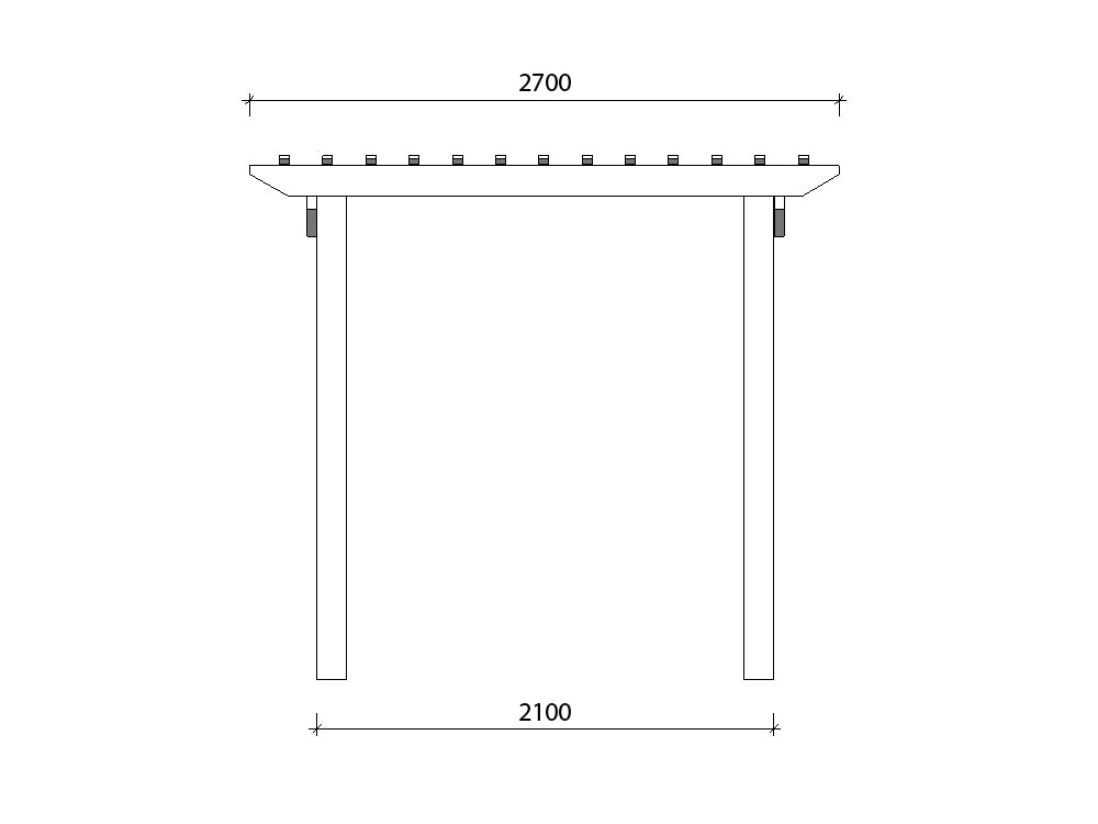 2.7 x 3.6 m Pergola Kit - Side Measurements