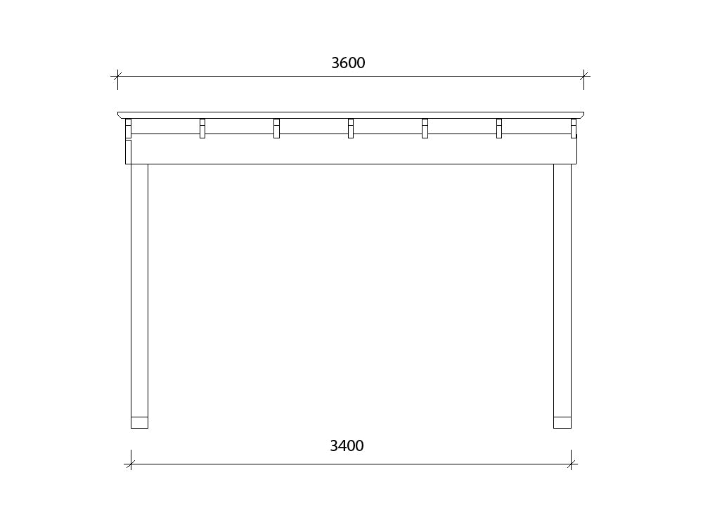 2.7 x 3.6 m Modern Pergola Kit - Front Measurements