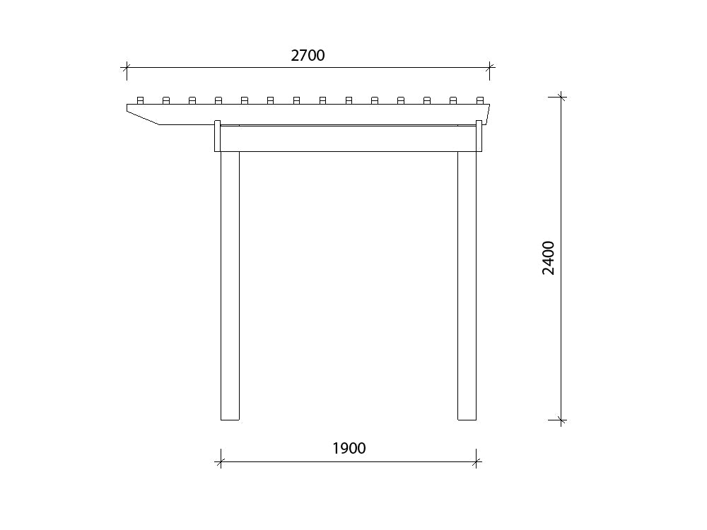 2.7 x 3.6 m Modern Pergola Kit - Front Measurements