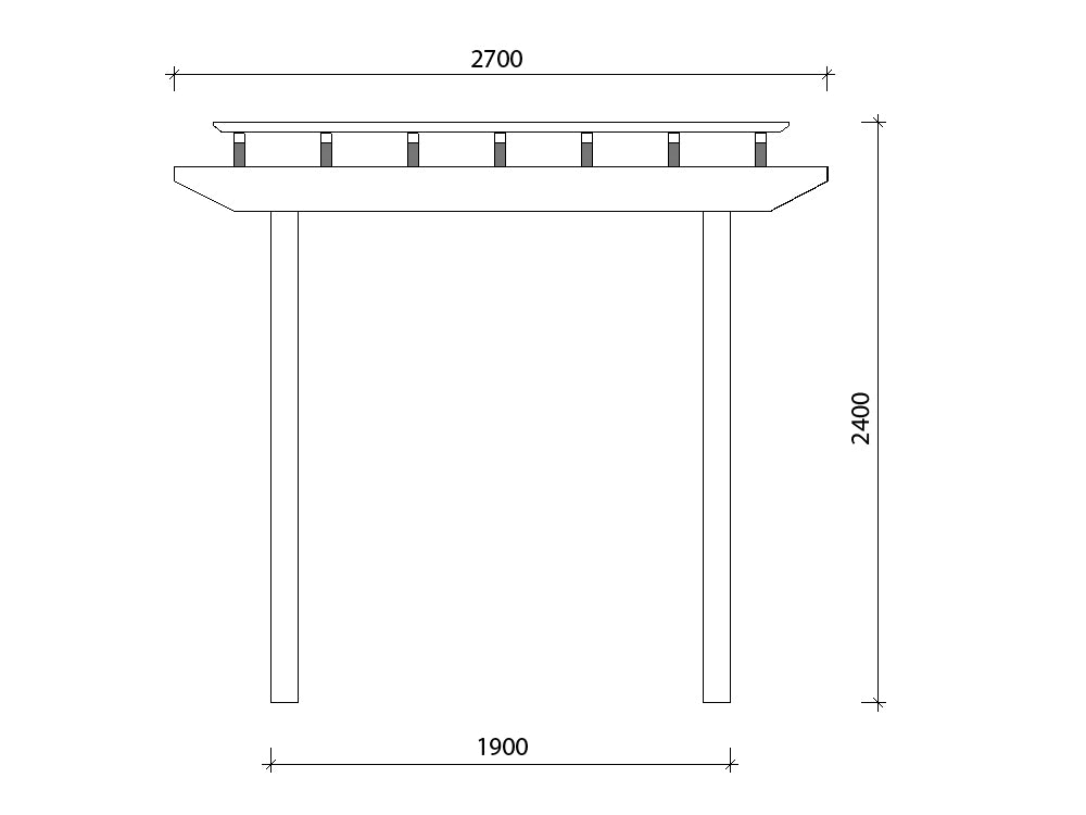 2.4 x 2.7 m Standard Pergola Kit - Front Measurement