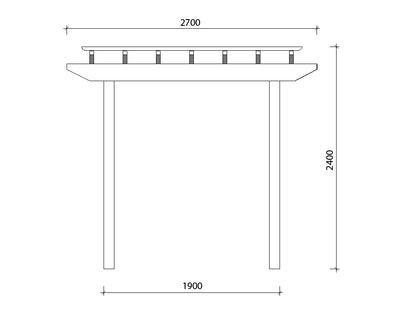 2.4 x 2.7 m Standard Pergola Kit - Front Measurement