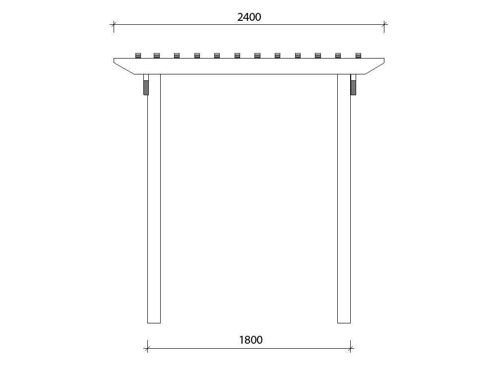 2.4 x 2.7 m Standard Pergola Kit - Front Measurement