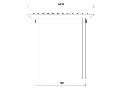 2.4 x 2.7 m Standard Pergola Kit - Front Measurement