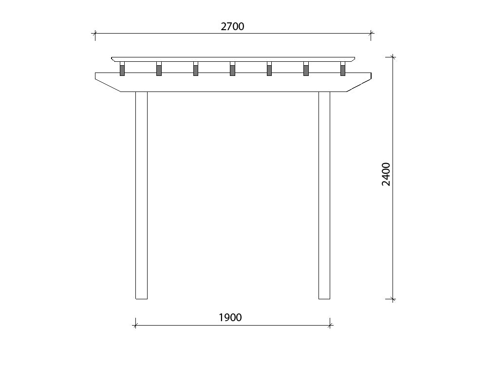 2.4 x 2.7 m Pergola Kit Front Measurements