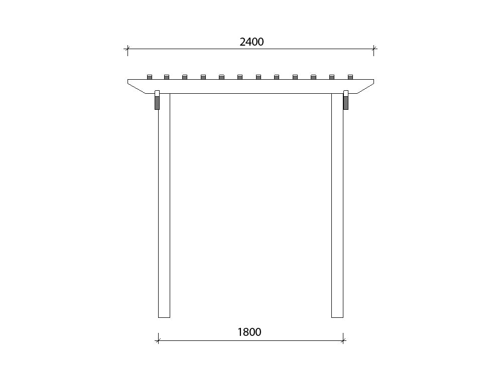 2.4 x 2.7 m Pergola Kit Side Measurements