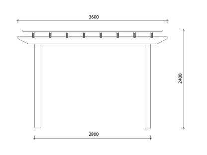 2.7 x 3.6 m Pergola Kit - Front Measurements