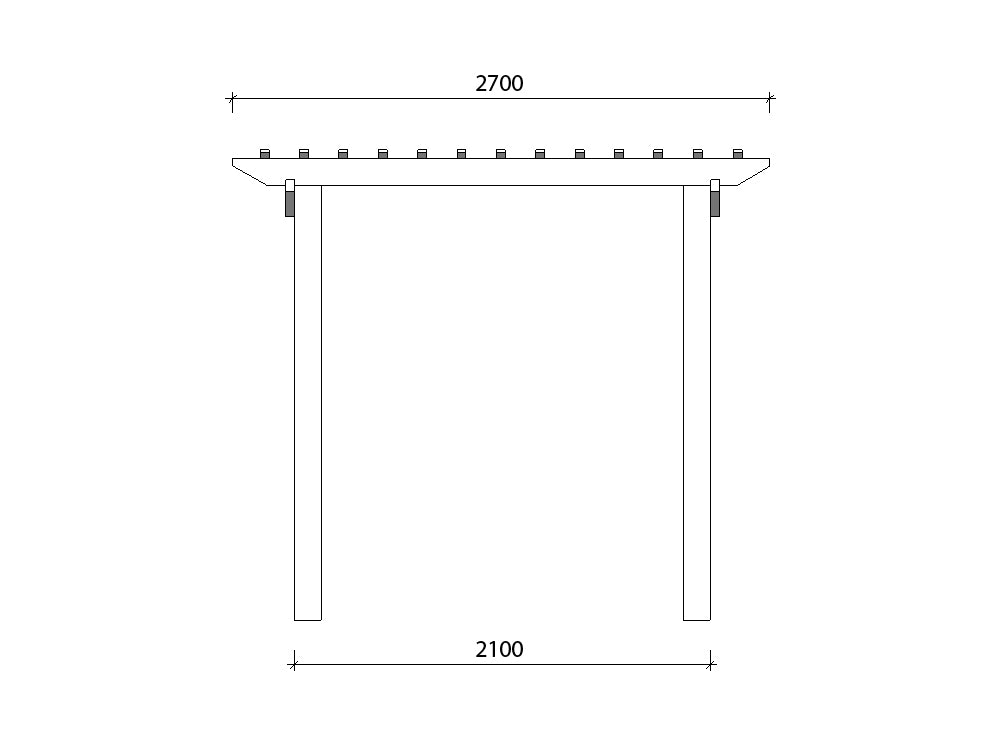 2.7 x 3.6 m Pergola Kit - Side Measurements