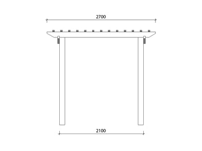 2.7 x 3.6 m Pergola Kit - Side Measurements