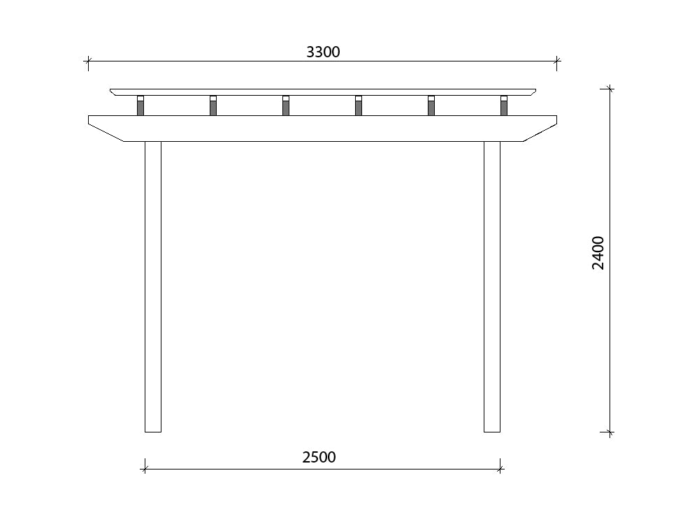 3 x 3.3 m Standard Pergola Kit - Front Measurement