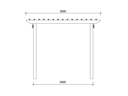 3 x 3.3 m Standard Pergola Kit - Side Measurement