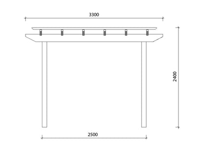 3 x 3.3 m Pergola Kit - Front Measurements