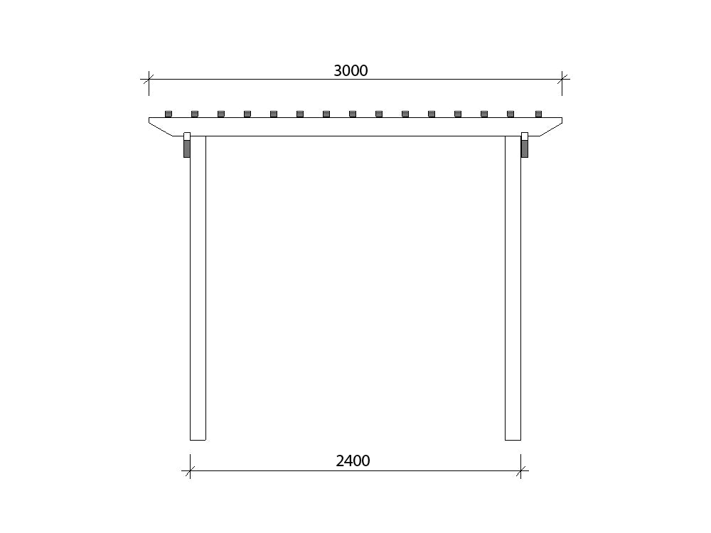 3 x 3.3 m Pergola Kit - Side Measurements