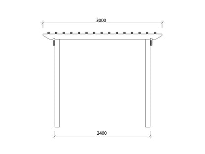 3 x 3.3 m Pergola Kit - Side Measurements